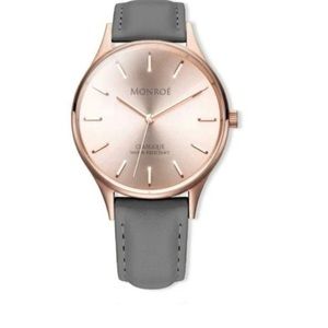 NWT - Monroe Grey Leather and Rose Gold Watch